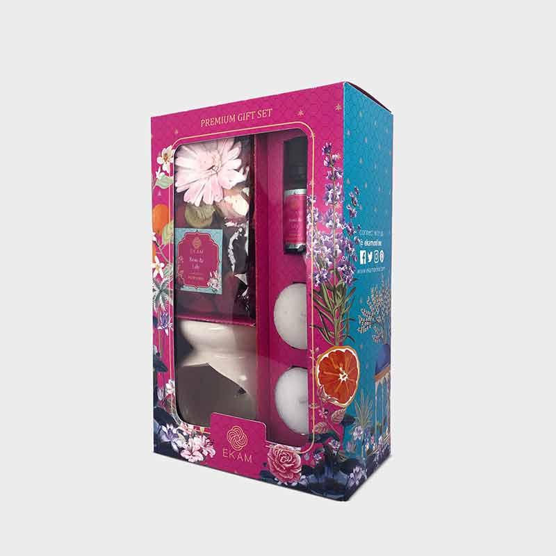Ceramic Oil Warmer & Potpourri Gift Set | Rose & Lilly Scent