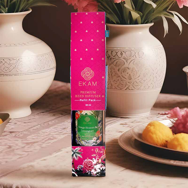 Orange Blossom & Lemongrass 50ml Reed Diffuser Refill Gift Box
