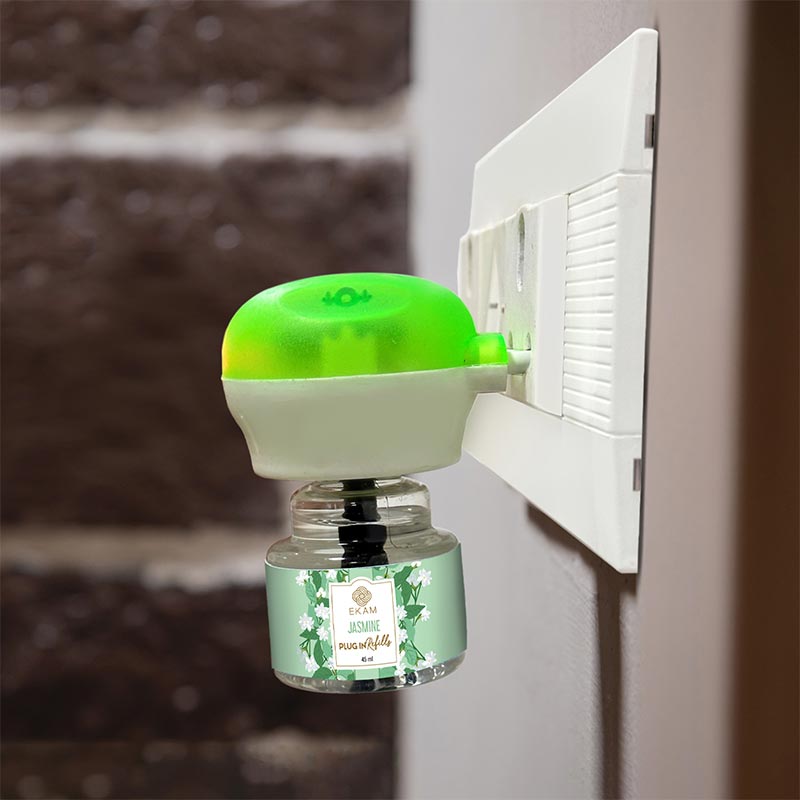 2-Pack Scented Air Freshener Plug-In Machine with Refill Oils - Rose & Jasmine