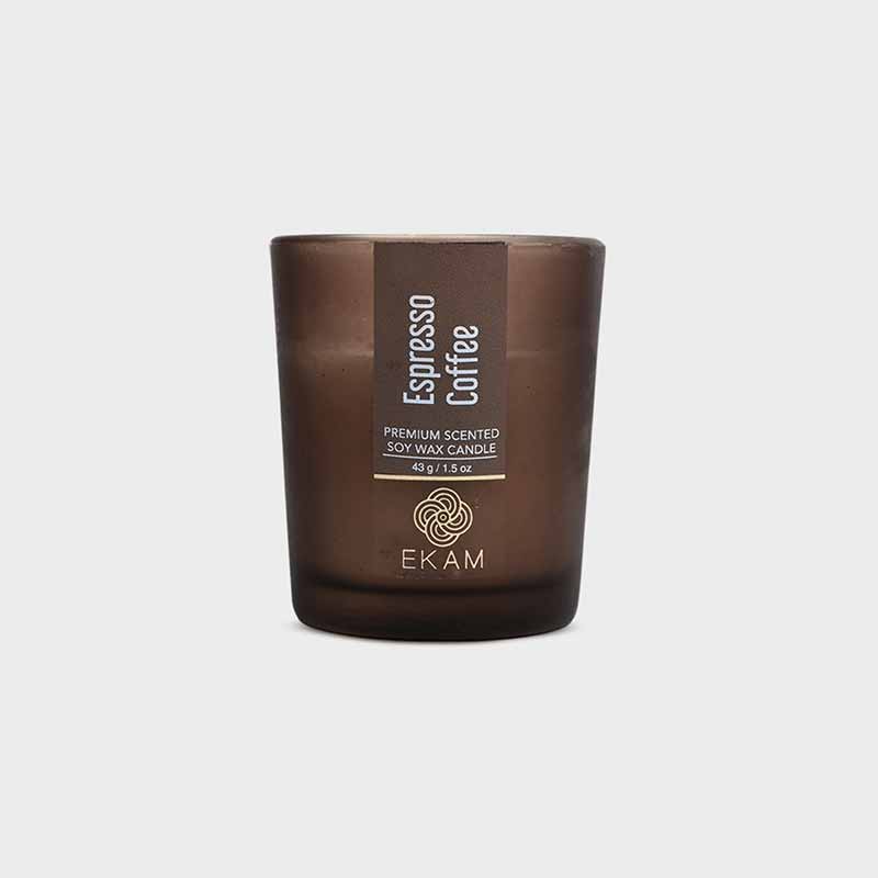 Pack of 4 Frosted Shot Glass Candles- Cedar & Mint+ Espresso Coffee + Lavender + Fresh Cotton