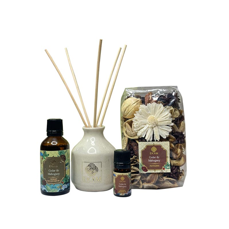 Cedar & Mahogany Reed Diffuser & Potpourri Gift Set