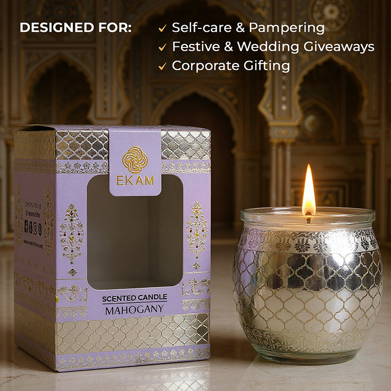 Mahogany Scented Jar Candle, 28.5 g | Festive Sheesh Mahal Collection, 2025-26