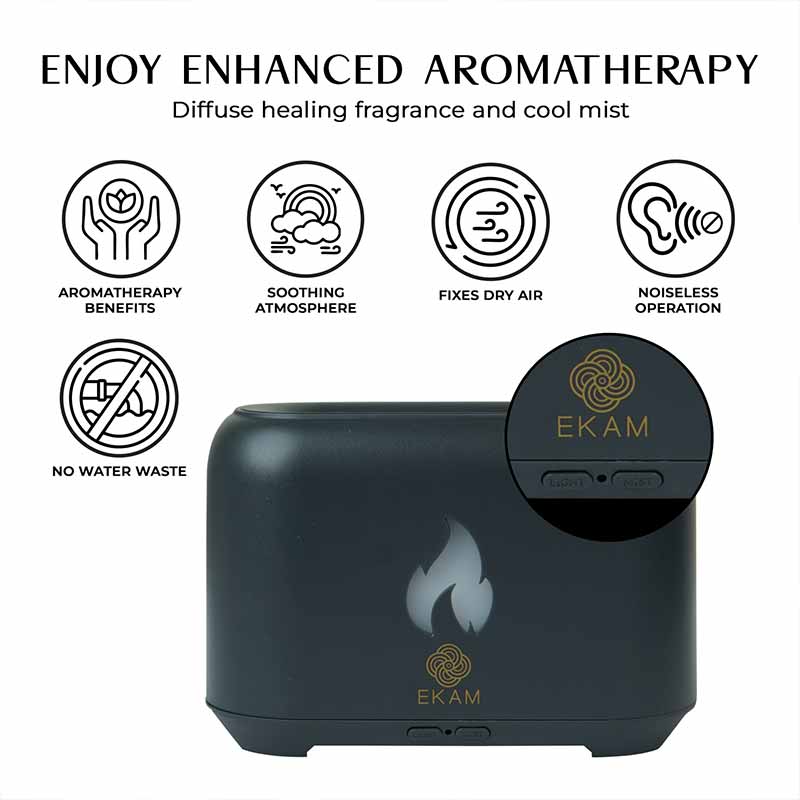 YX 1807 Dark Grey Wooden Flame Aroma Diffuser