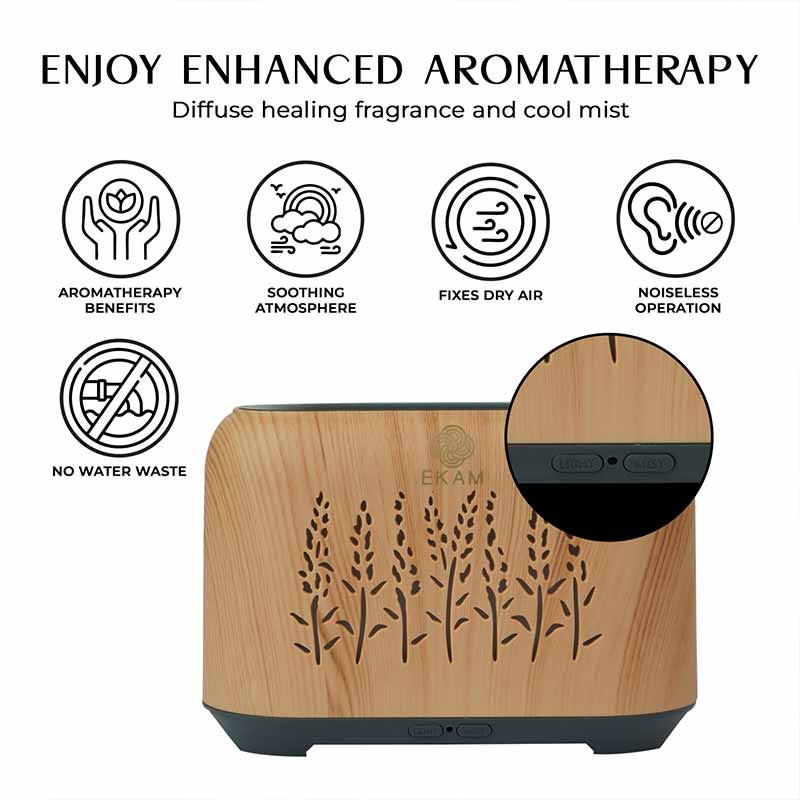 YX 1816 Lightwood with Grey Base Flame Aroma Diffuser