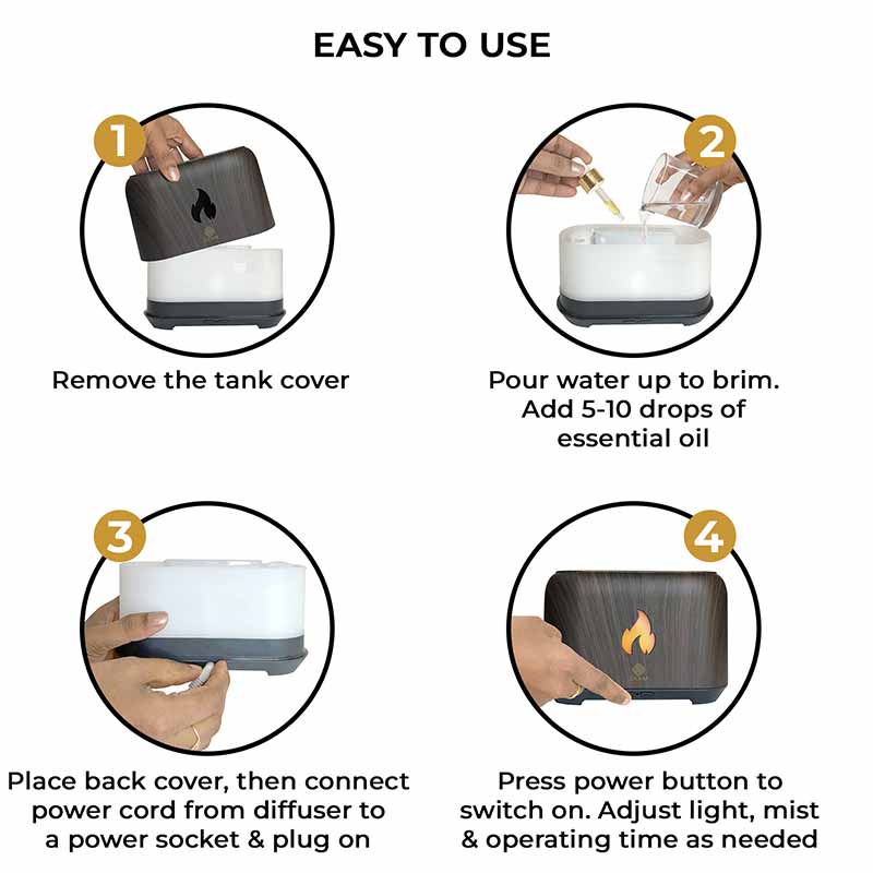 YX 1807 Dark Wood Flame Aroma Diffuser