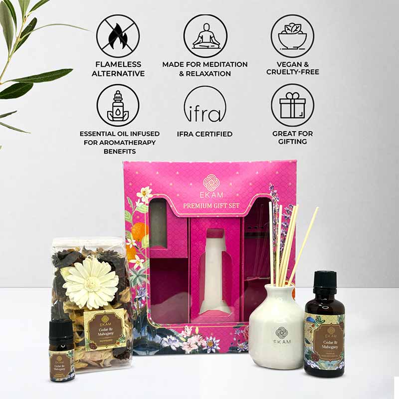 Reed Diffuser & Potpourri Gift Set | Cedar & Mahogany Scent
