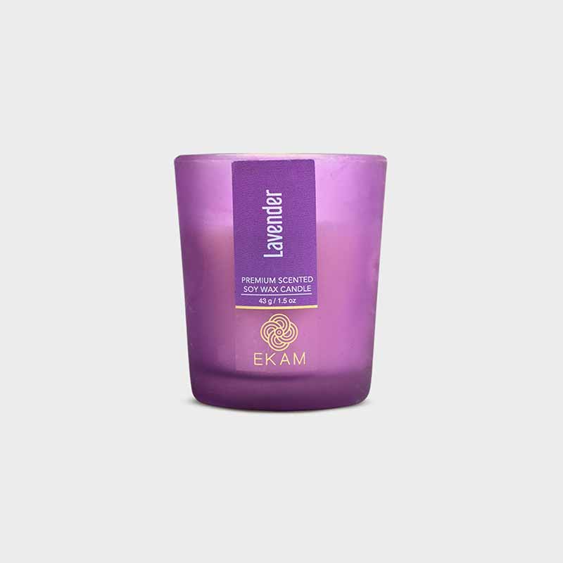 Pack of 4 Frosted Shot Glass Candles-Lavender + Twilight Sky + Fresh Cotton+ Chocolate Peppermint