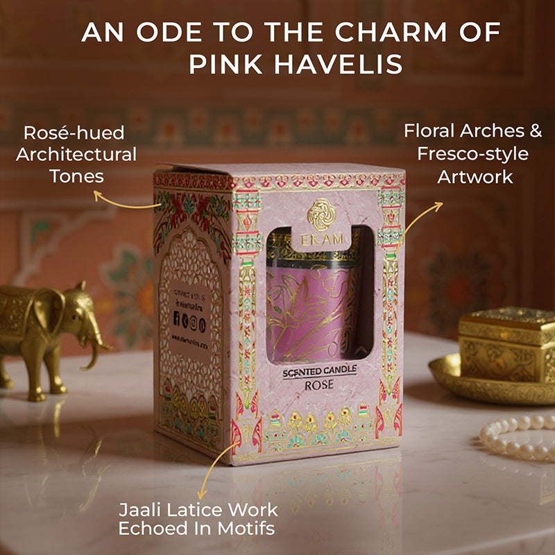 Rose Scented Votive Candle, 43 g| Festive Pink Haveli Collection, 2025-26