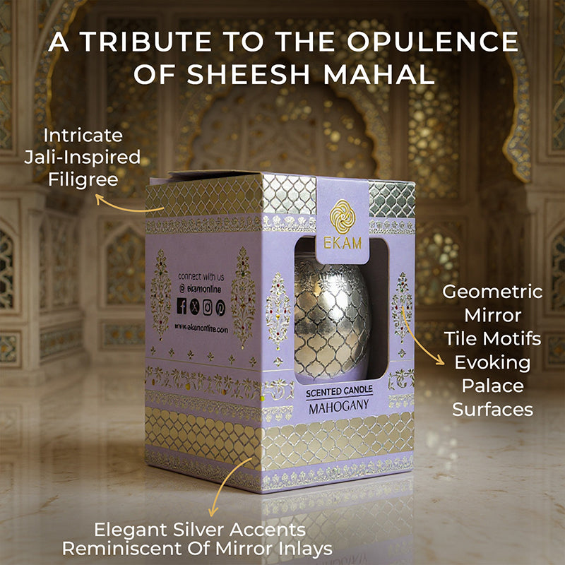 Mahogany Scented Jar Candle, 28.5 g | Festive Sheesh Mahal Collection, 2025-26