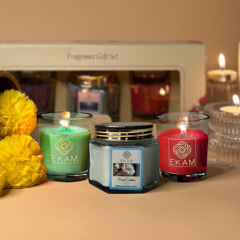 3 Pack Candle Gift Set | Jasmine, Fresh Cotton & Rose