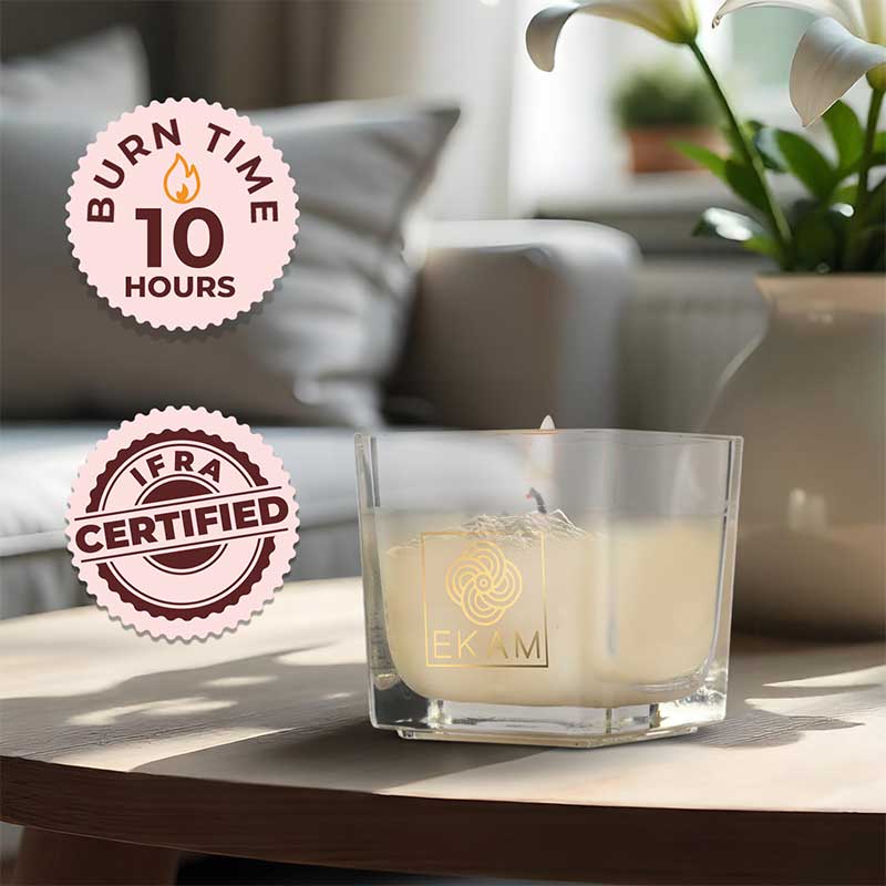 EKAM Fresh Cotton Scented Square Cup Candle