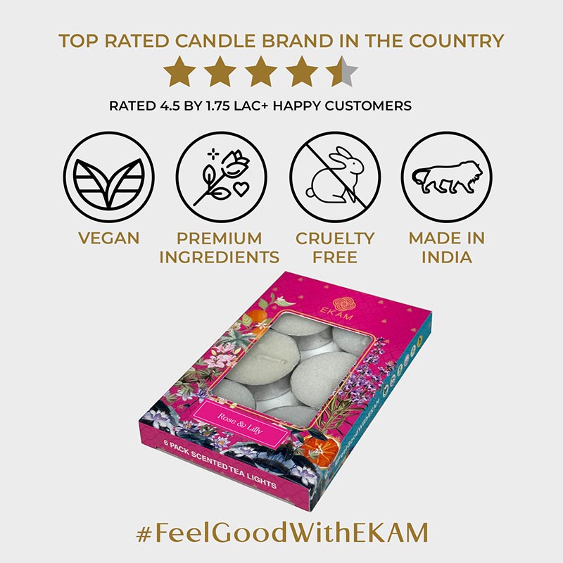 Pack of 6 Tea Light Scented Candles| Rose & Lily| Ideal for Gifting, Décor| Gifting Pack