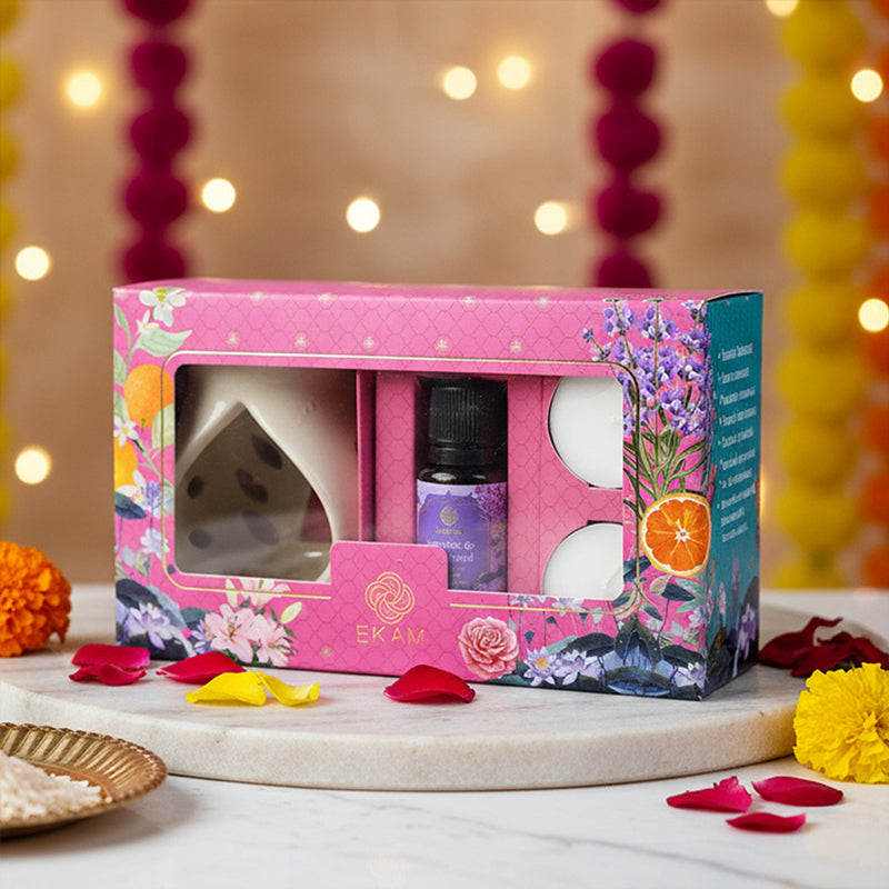 Lavender & Sandalwood Ceramic Oil Warmer Gift Set