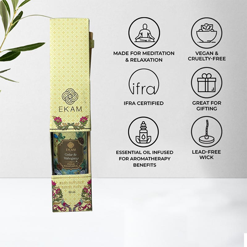 Cedar & Mahogany Reed Diffuser 50 ml Refill Oil Gift Box