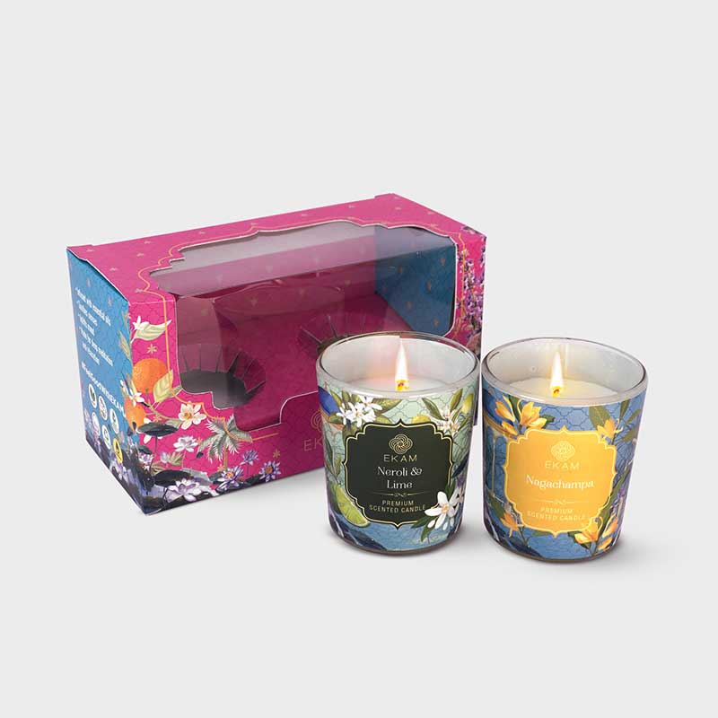 Pack of 2 Shot Glass Candles | Neroli & Lime | Nagchampa