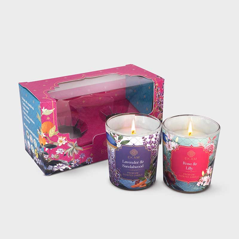 Pack of 2 Shot Glass Candles | Lavender & Sandalwood| Orange Rose & Lily