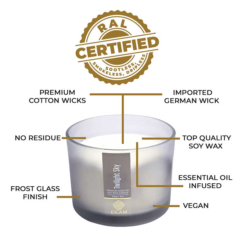 Twilight Sky Scented 3 Wick Candle Jar and Cedar & Mint Scented 3 Wick Refill Candle Combo