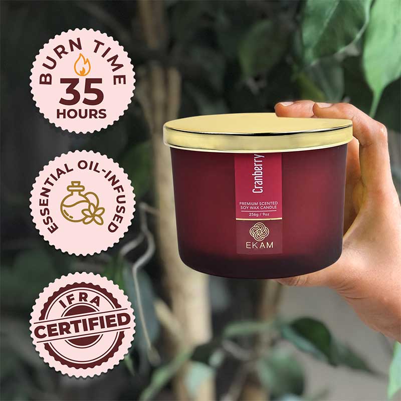 Cranberry 3 Wick Scented Candle