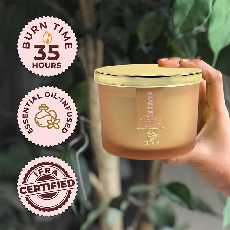 Sandalwood 3 Wick Scented Candle
