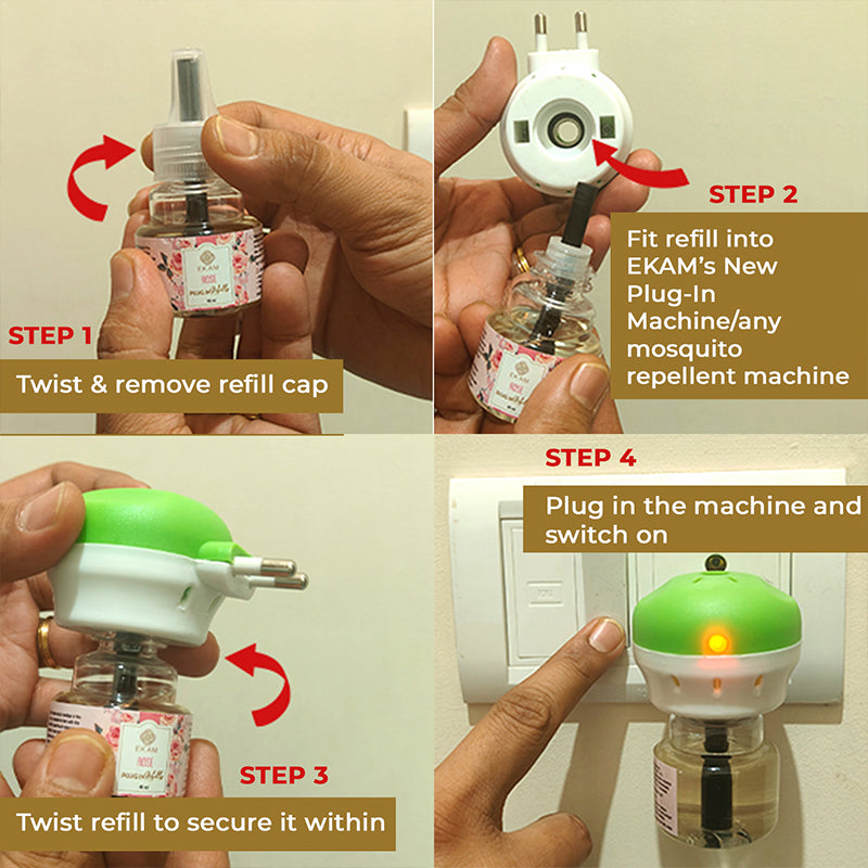 Pack of 3 Scented Air Freshener Plug-In Refill | Rose, Lemongrass & Jasmine | 45 ml Each