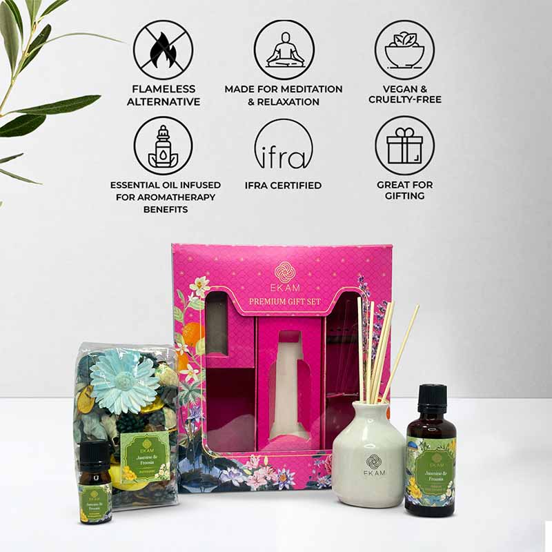 Reed Diffuser & Potpourri Gift Set | Jasmine & Freesia Scent