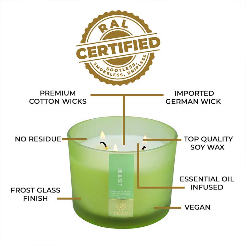 Jasmine Scented 3 Wick Candle Jar and Lemongrass Scented 3 Wick Refill Candle Combo