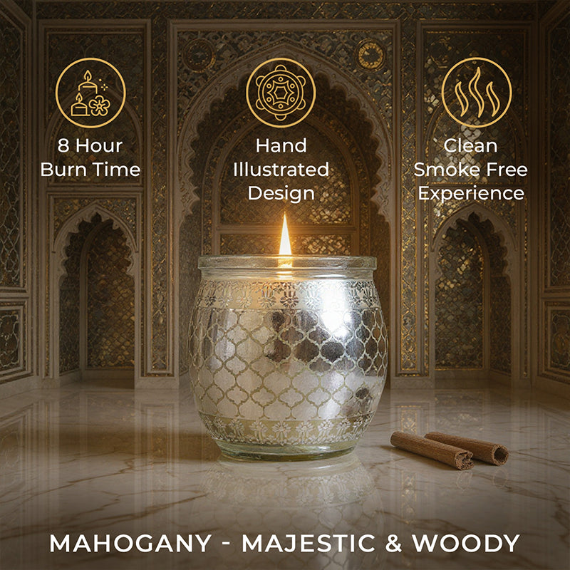 Mahogany Scented Jar Candle, 28.5 g | Festive Sheesh Mahal Collection, 2025-26