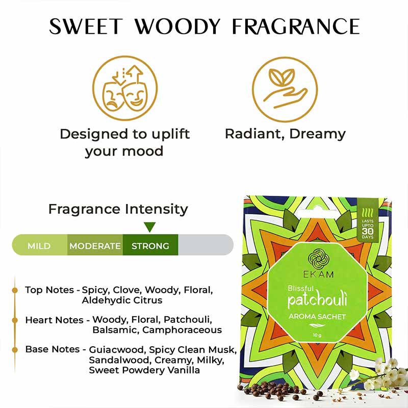 Combo Pack of 10 Blissful Patchouli Scented Sachets