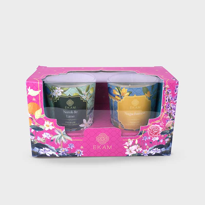 Pack of 2 Shot Glass Candles | Neroli & Lime | Nagchampa