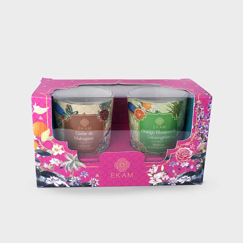 Pack of 2 Shot Glass Candles | Cedar & Mahogany | Orange Blossom & Lemongrass