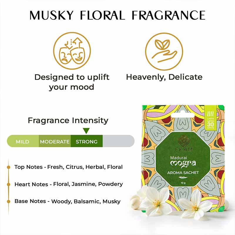 Combo Pack of 5 Madurai Mogra Scented Sachets