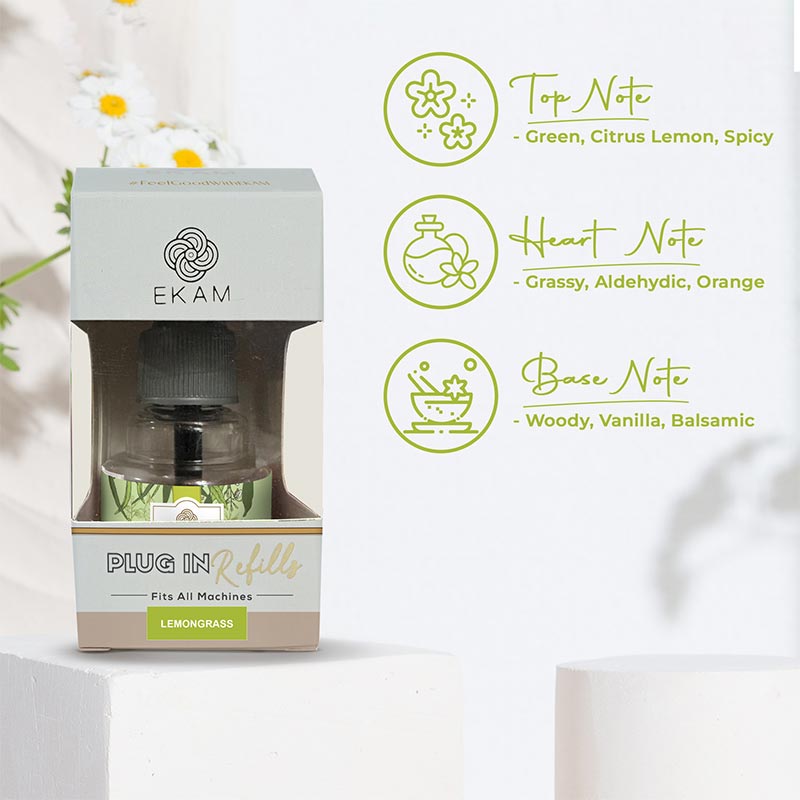 2-Pack Scented Air Freshener Plug-In Machine with Refill Oils - Rose & Lemongrass