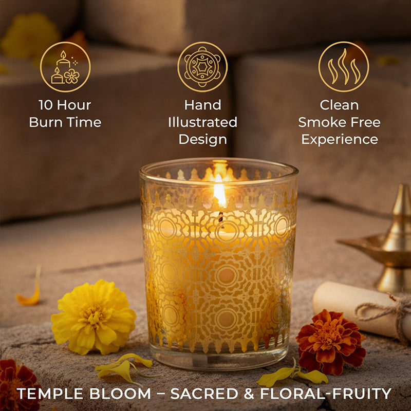 Temple Bloom Scented Votive Candle, 43 g| Festive Stone Palace Collection, 2025-26