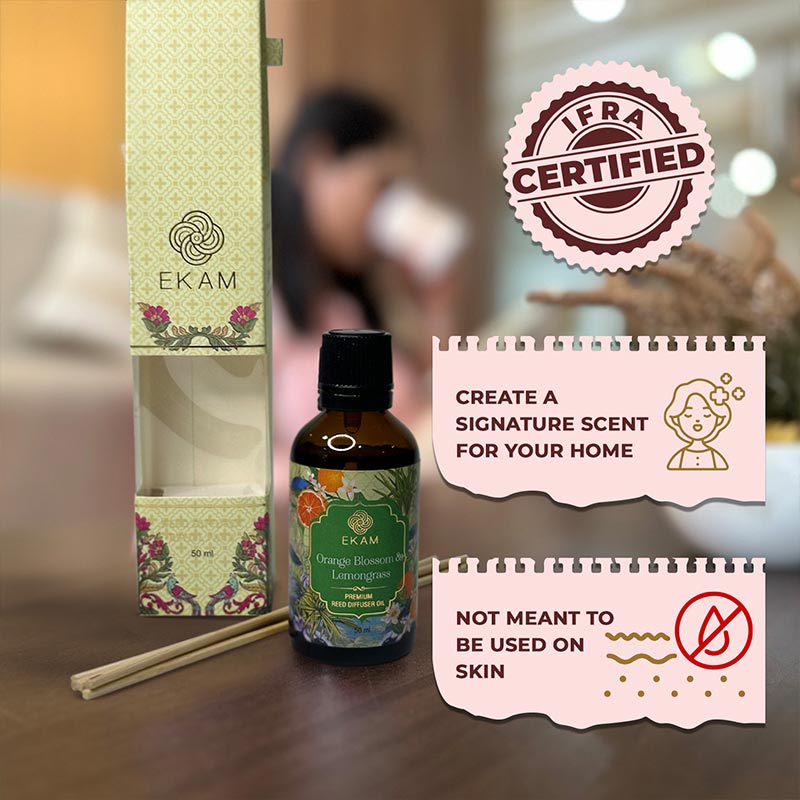 Orange Blossom & Lemongrass 50ml Reed Diffuser Refill Oil Gift Box