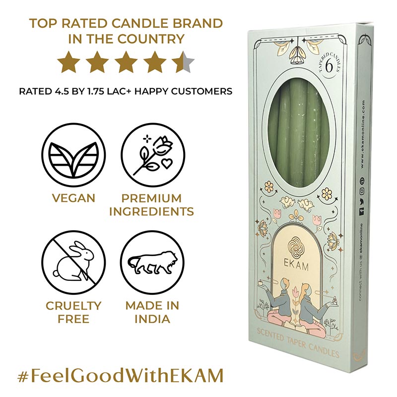 Pack of 6 Scented Taper Candles– Jasmine & Freesia