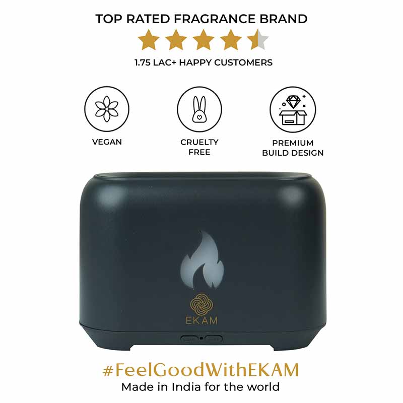 YX 1807 Dark Grey Wooden Flame Aroma Diffuser