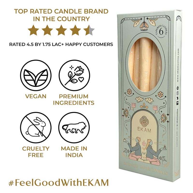 Pack of 6 Scented Taper Candles– Cedar & Mahogany