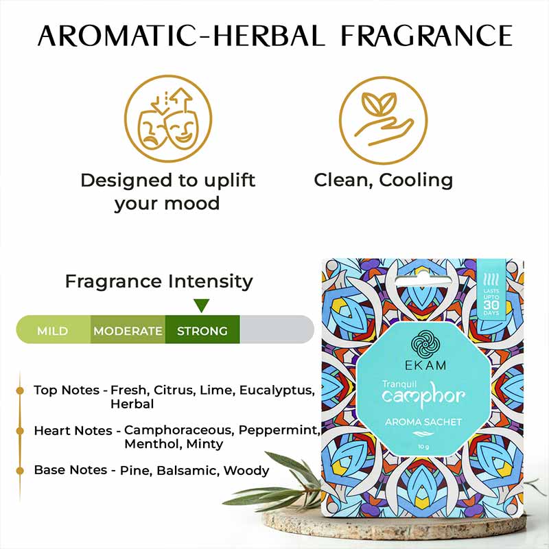 Combo Pack of 10 Tranquil Camphor Scented Sachets