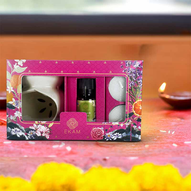 Jasmine & Freesia Ceramic Oil Warmer Set