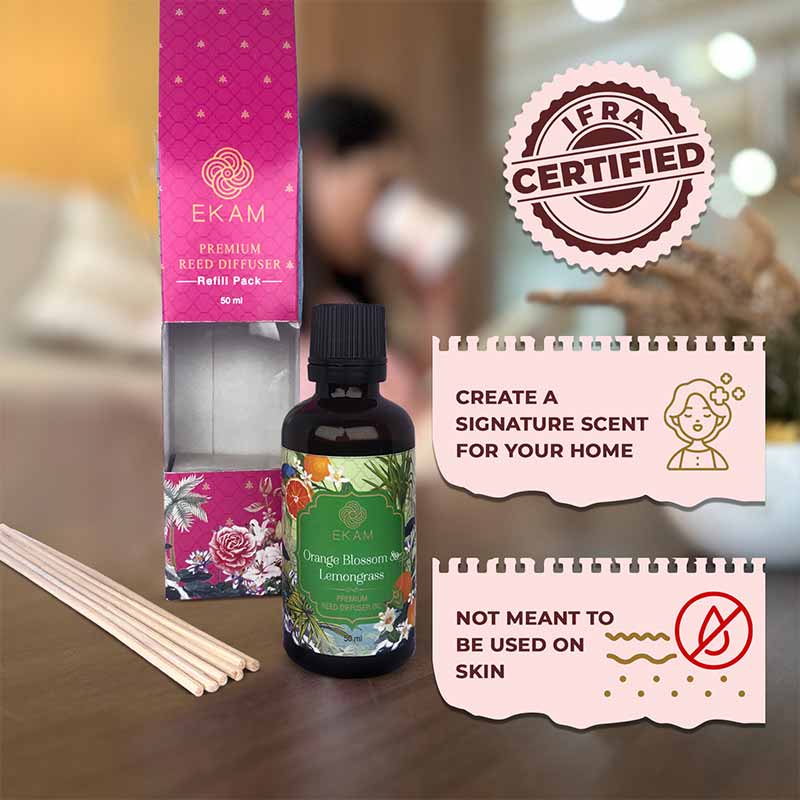 Orange Blossom & Lemongrass 50ml Reed Diffuser Refill Gift Box