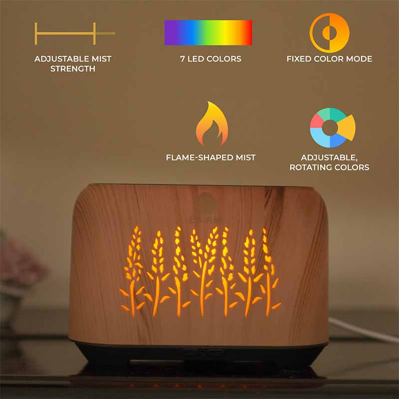 YX 1816 Lightwood with Grey Base Flame Aroma Diffuser