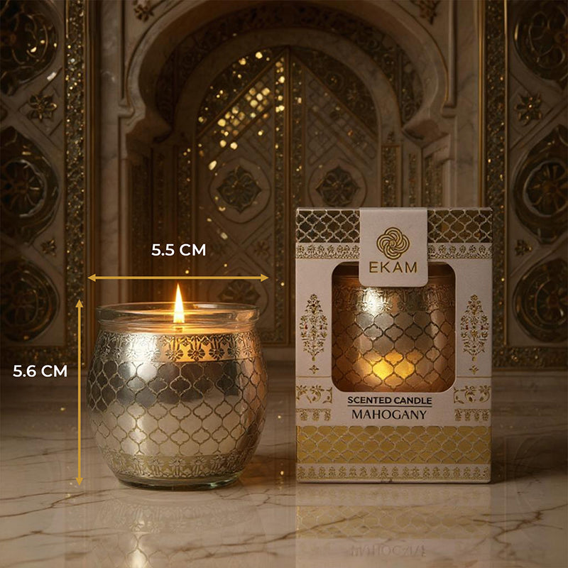 Mahogany Scented Jar Candle, 28.5 g | Festive Sheesh Mahal Collection, 2025-26