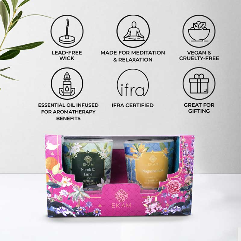 Pack of 2 Shot Glass Candles | Neroli & Lime | Nagchampa