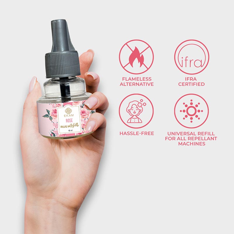 2-Pack Scented Air Freshener Plug-In Machine with Refill Oils - Rose & Jasmine