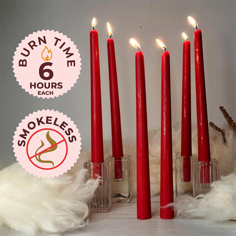 Pack of 6 Scented Taper Candles– Rose & Lily