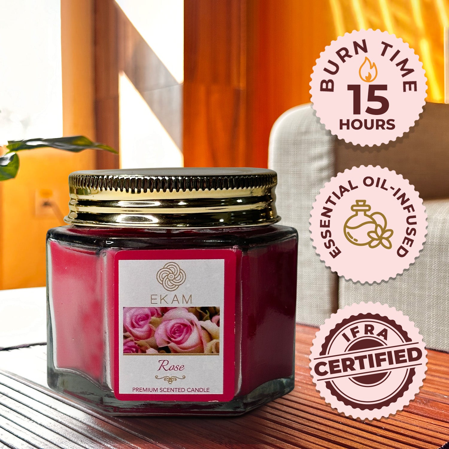 Rose Hexa Jar Scented Candle