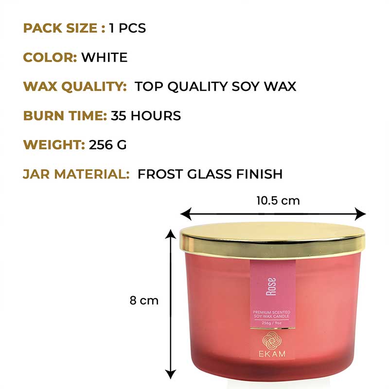 Rose Scented 3 Wick Candle Jar and Black Tea & Pomegranate Scented 3 Wick Refill Candle Combo