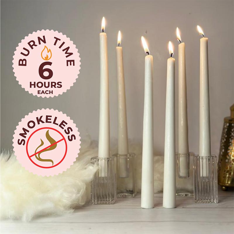 Pack of 6 Scented Taper Candles– Lavender & Sandalwood