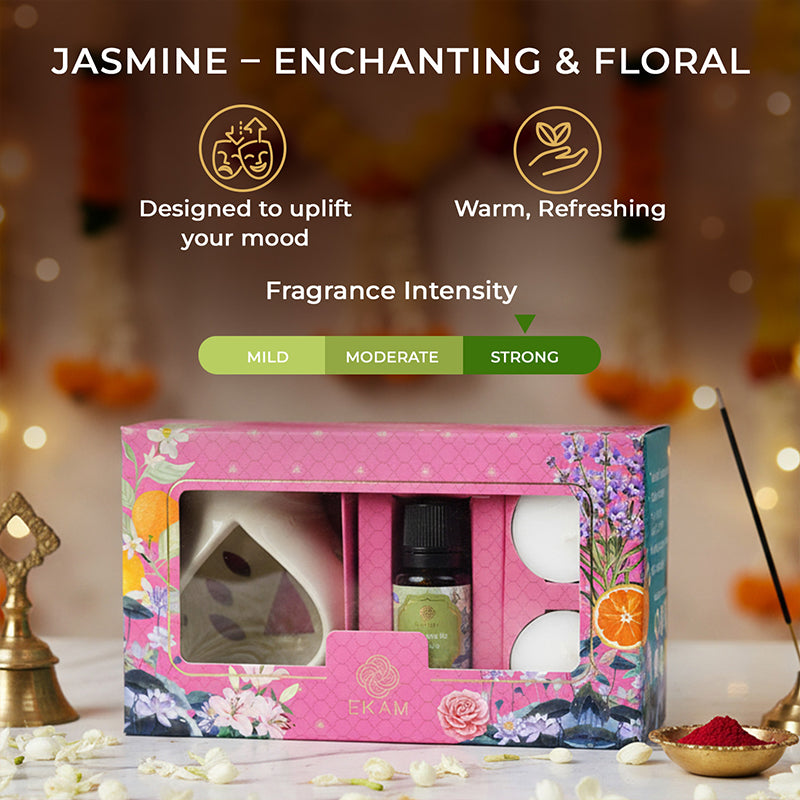 Jasmine & Freesia Ceramic Oil Warmer Gift Set