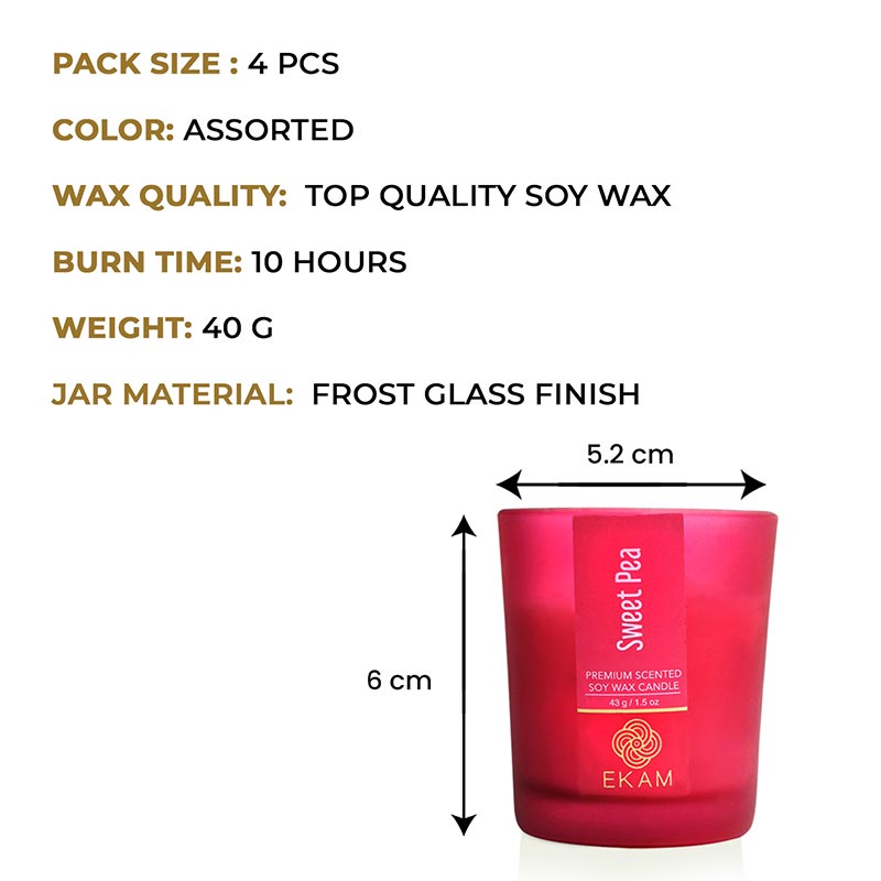 4 Pack Candles Gift Set| Black Tea & Pomegranate, Sweet Pea, Forest Pine, Mahogany